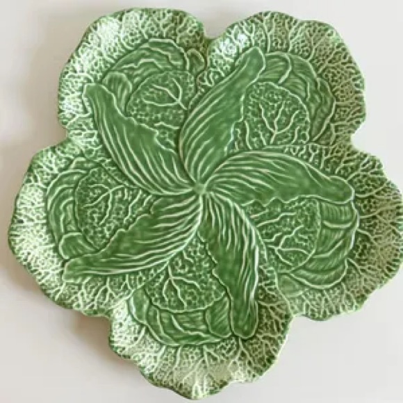 John Derian  Cabbage Stoneware Serving Platter, green, 16 inch - Picture 1 of 8